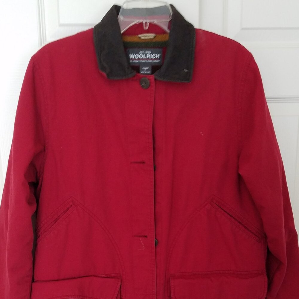 Woolrich Red Jacket with Dark Brown Collar